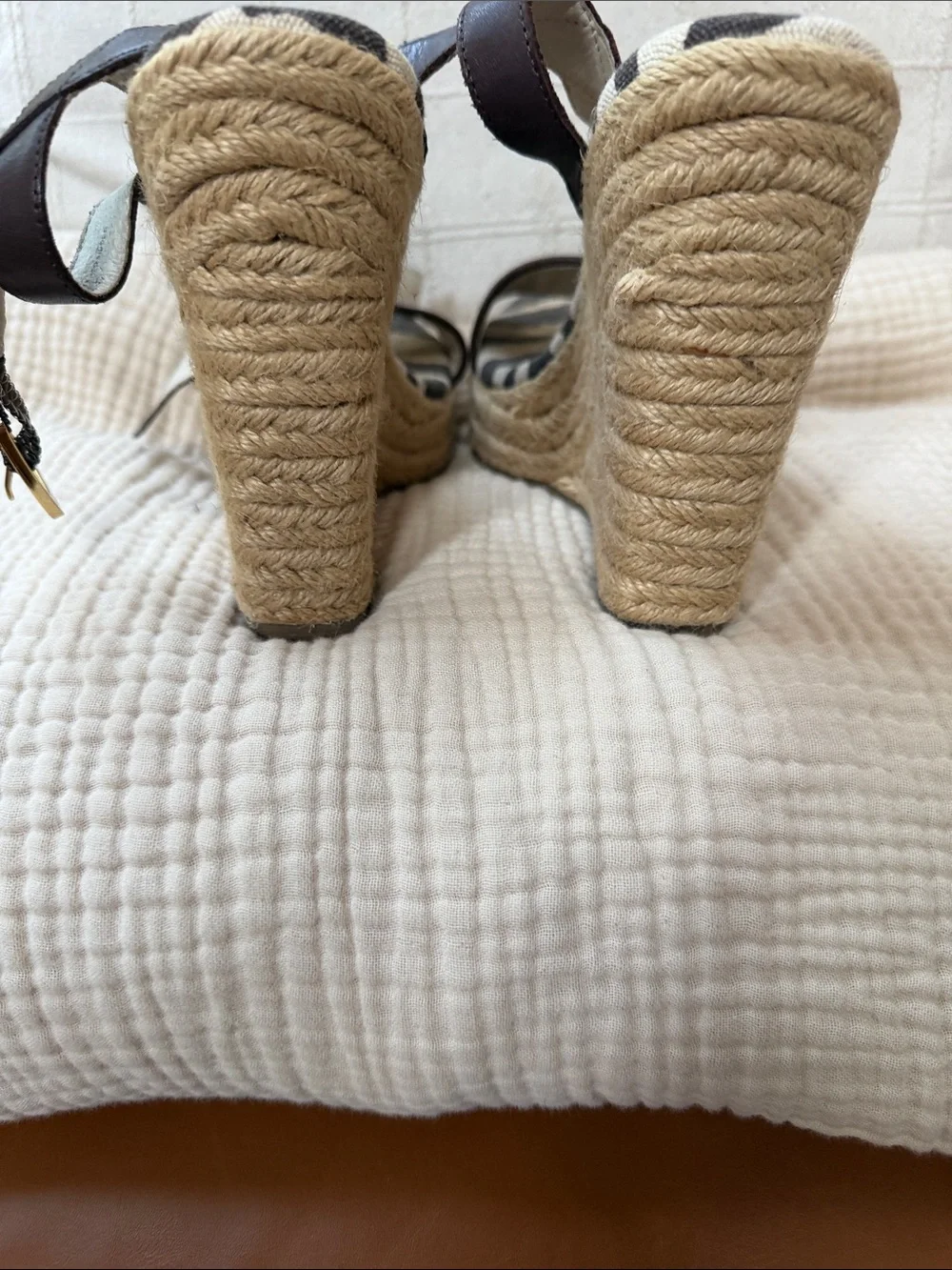 Michael Kors Zebra Print Wedge Sandals in Black and Ivory